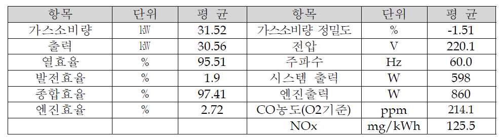 전부하 효율 시험 결과