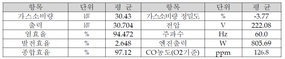 전부하 효율 시험 결과