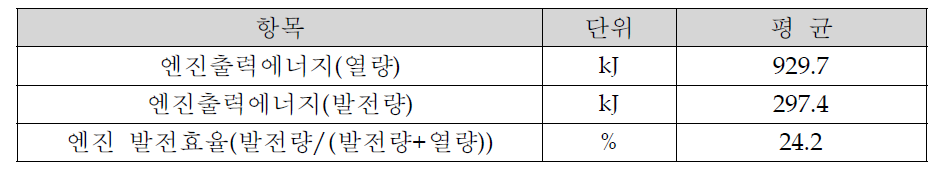 엔진효율 시험 결과