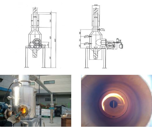 와류식 열분해로 설계 도면 및 실험사진