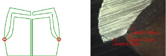 지르코니아 코어 적합도 측정부위 모식도 및 현미경사진