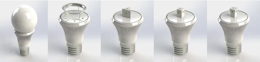 LED벌브 램프의 배광각을 높이기 위한 시뮬레이션 모델링 생성