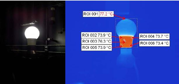 LED벌브램프(8W, 5,700K) 발열측정