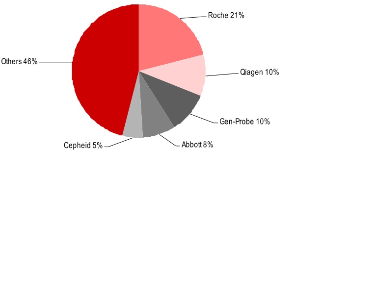 그림 96. 분자진단 시장의 글로벌 기업(2010)