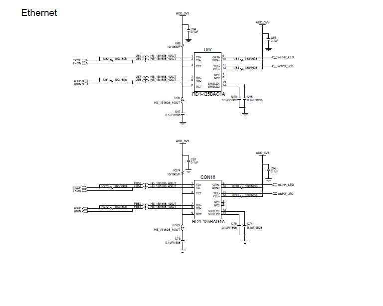 그림 51.x86 controller보드의 USB, Ethernet 부분을 기기 외부로 연장해주는 부분의 회로도