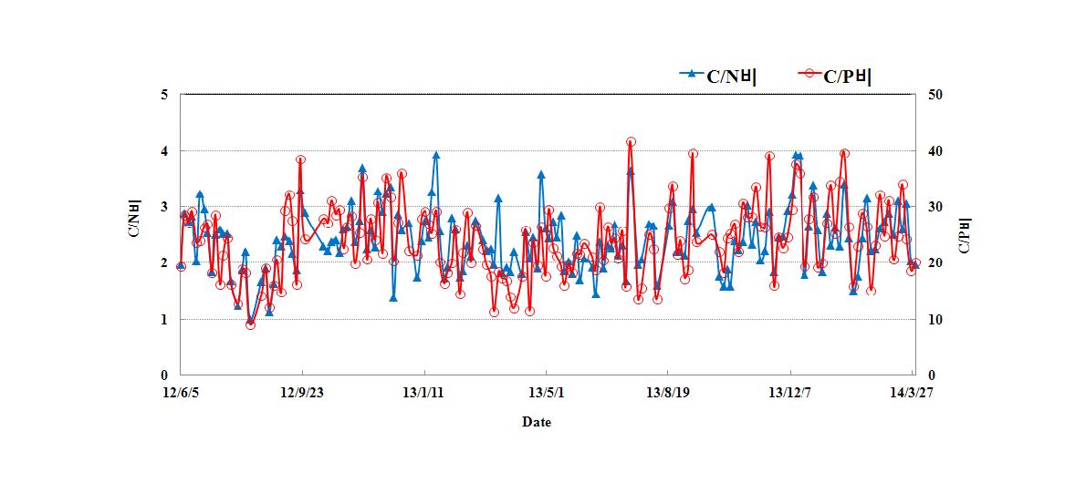 유입수의 C/N, C/P비
