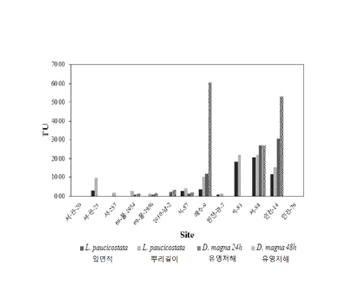 인쇄회로기판업체 현장수에 대한 개구리밥, 물벼룩 생태독성 테스트