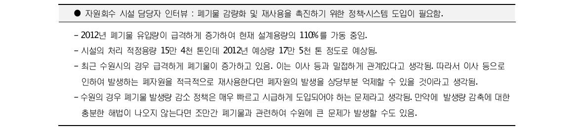 경기도 수원시 자원회수시설 담당자 인터뷰 내용