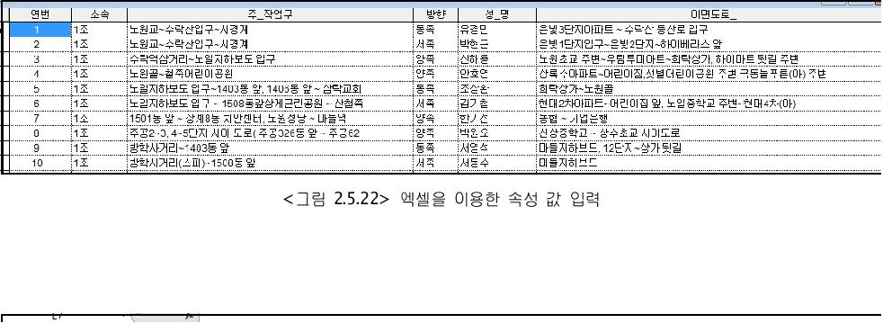 엑셀을 이용한 속성 값 입력