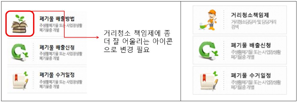 수거일정 안내 내용 및 인터페이스 개선