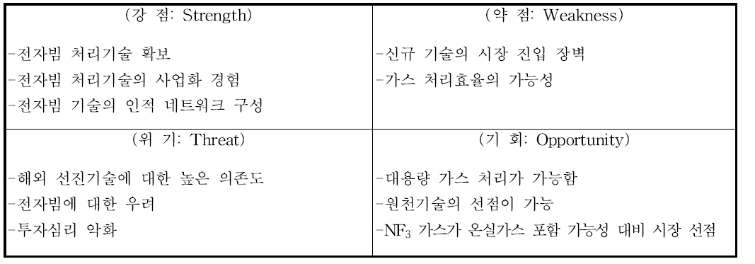 사업화가능성 SWOT 분석