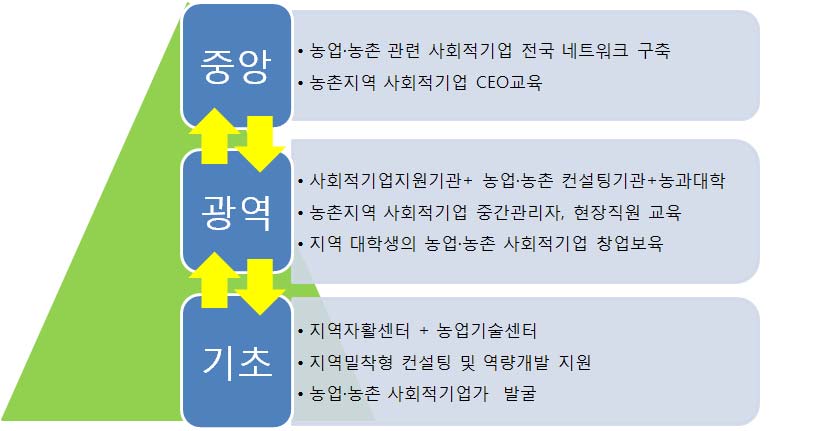 그림 4- 3. 농촌지역 사회적기업 역량 강화를 위한 지역수준 간 역할 분담