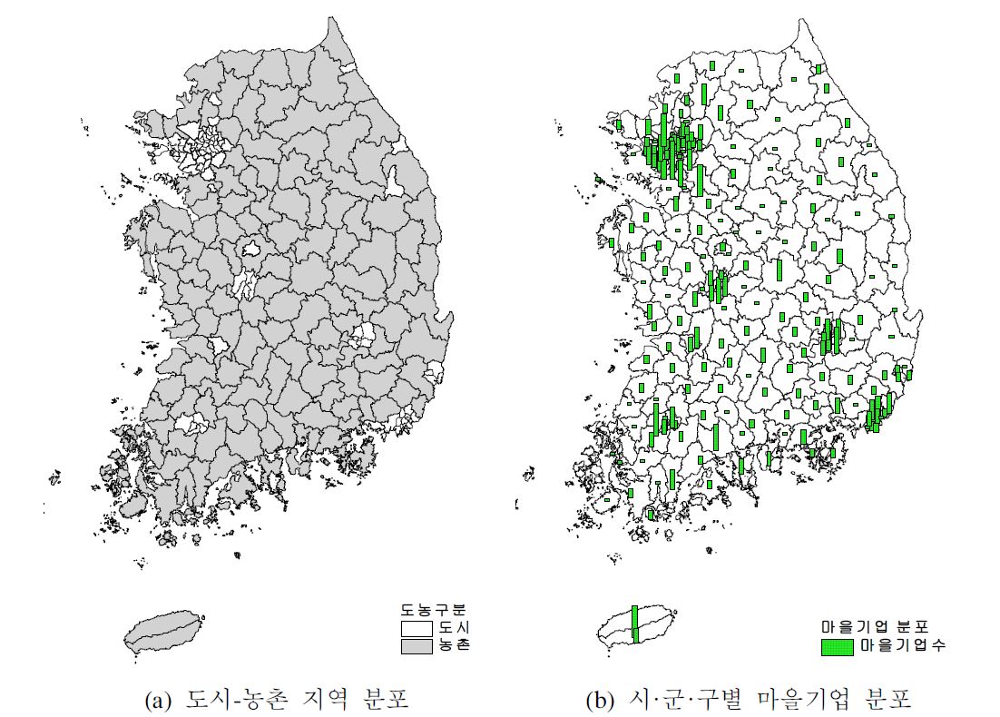 그림 2- 2. 마을기업 분포도