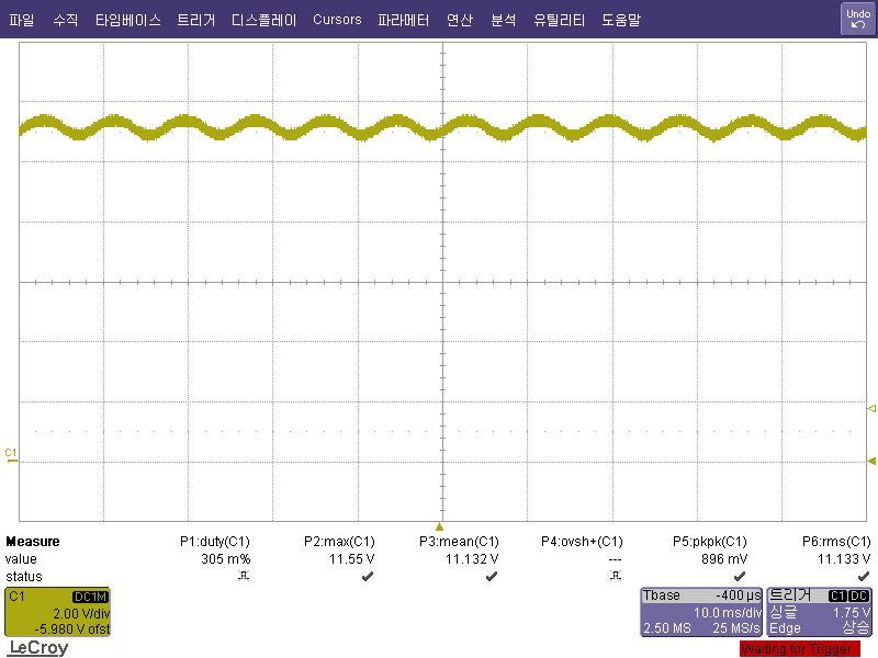 전원회로 2차측 출력전압 파형(정격부하 : 0.47A)