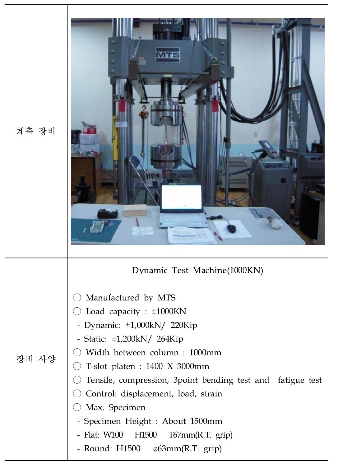 1000KN 피로시험기 사양