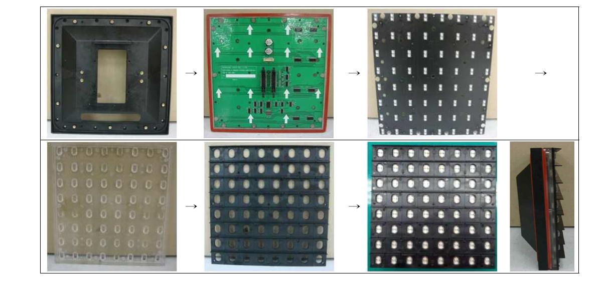 개발된 LED 전광판 모듈 조립도