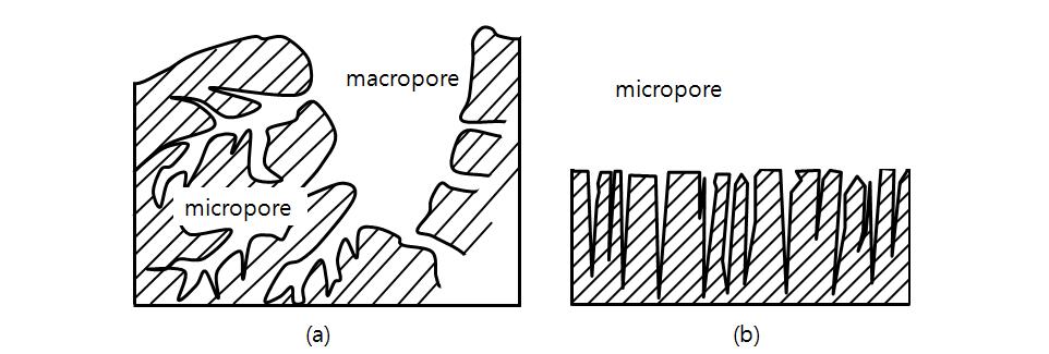 Micropore model of (a) ACG and (b) ACF