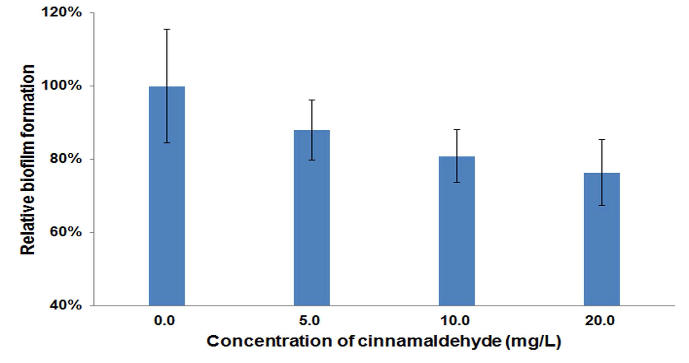 Cinnamaldehyde농도에 따른 시화 슬러지의 생물막 형성 억제 효과