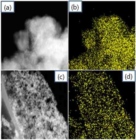 EDX mapping images (a, b) 기상합성법 제조된 촉매,