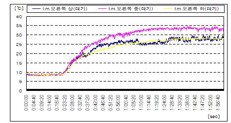 피사체의 오른쪽(대기)온도분포(1[m])