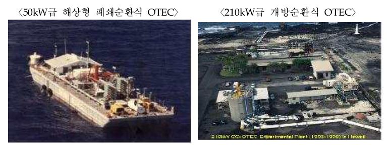 〈그림 6〉해상형 폐쇄순환식 Mini-OTEC 및 육상형 개방순환식 OTEC