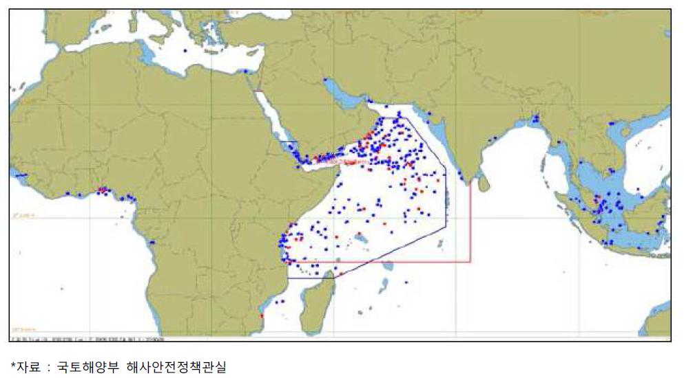 해적 공격 및 피랍위치(‘10. 7. 1~’11. 6.30) / IMB-PRC)
