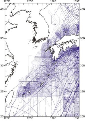 일본 해양지질 및 지구조 탐사측선도