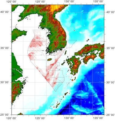 한국석유공사 대륙붕 탐사측선도