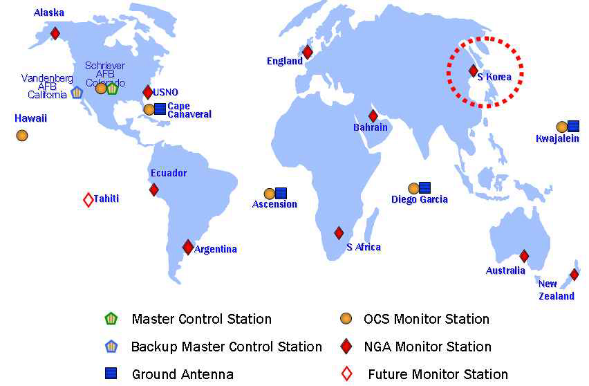 그림 5 GPS의 지상 감시국 현황