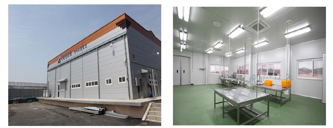 Newly constructed processing plant(left) and its interio facilities(right) interested in commercialization of pen-shell product.
