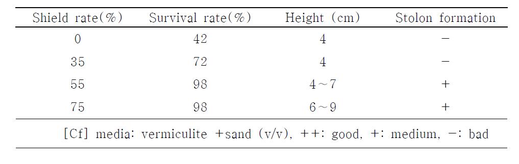 The effect of light-shield ratio for soil adaptation of C. asiatica plantlet