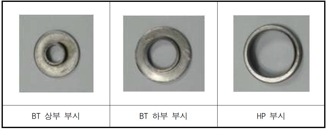 개발된 BT상부, BT하부, HP 부시 시제품