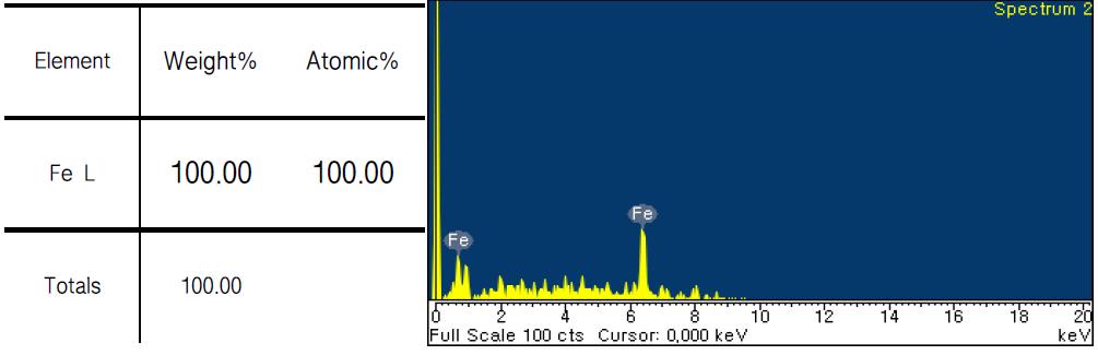 실험에 사용된 Fe 분말의 EDS 결과