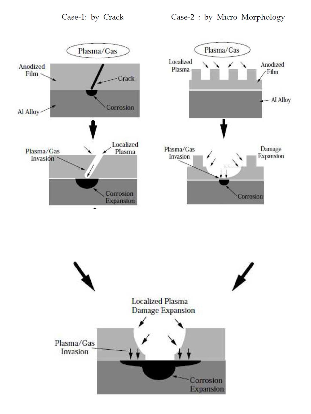 플라즈마에 사용되는 알루미늄 양극산화피막의 부식