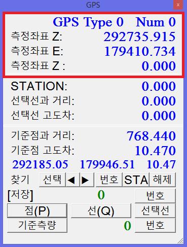 변환된 측정좌표(붉은색 사각형 내)