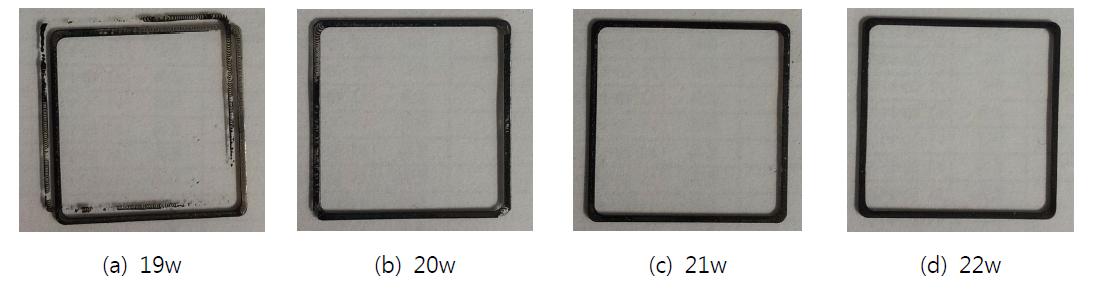 Laser sealing image of box pattern with laser power