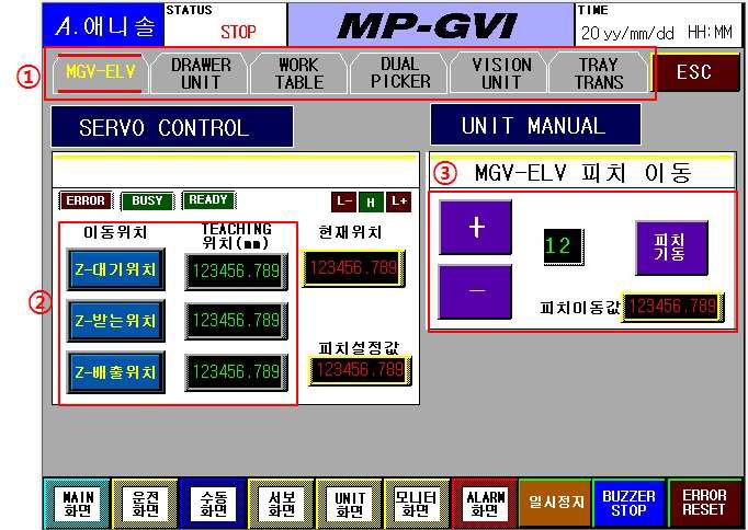 MGV-ELV Control 화면