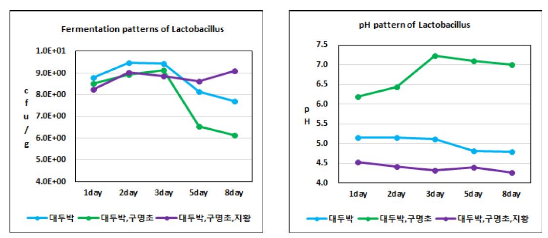 Fermentation patterns and pH of Lactobacillus.