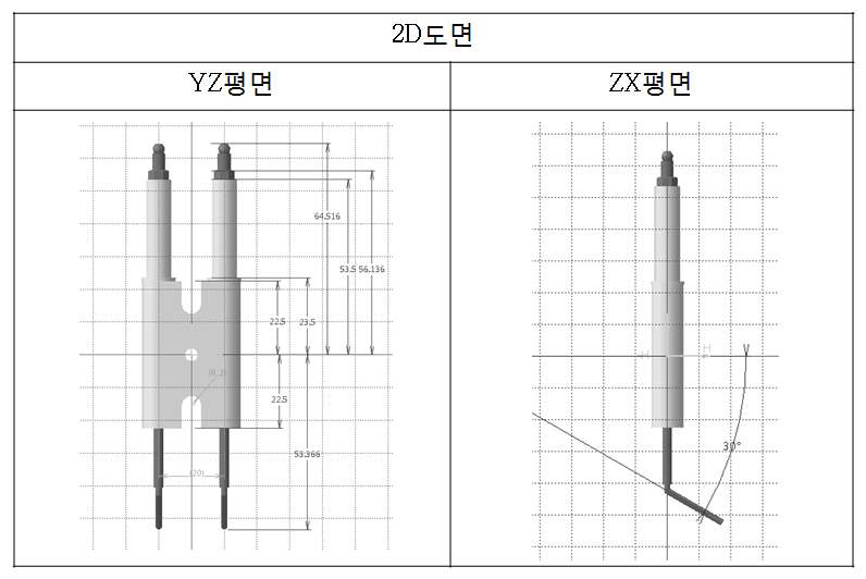 연료 연소용 점화플러그 2D도면