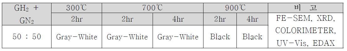 질소,수소혼합가스 온도조건별 시험수준