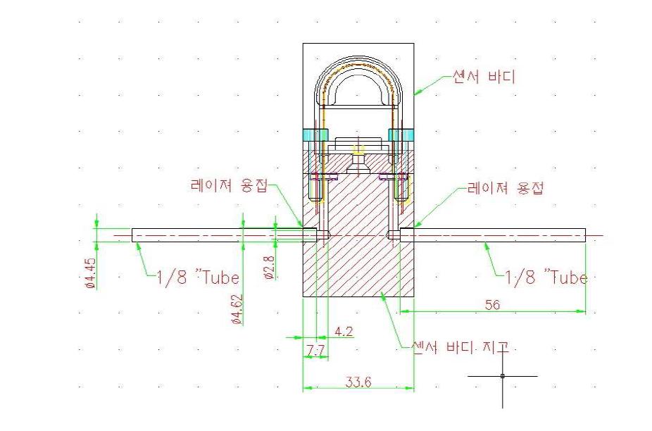 센서가 조립된 실험용 본체의 도면