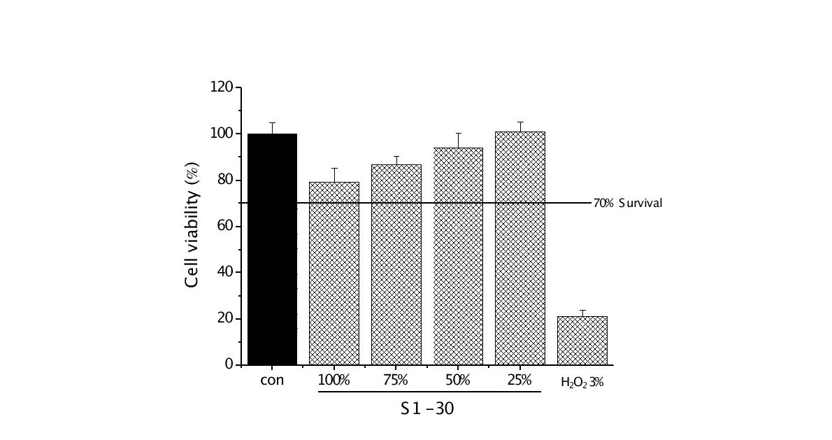 세포독성: L929 세포주에 S1-30의 세포 독성평가