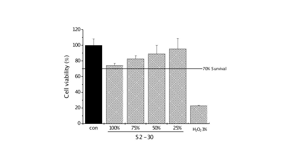 세포독성: L929 세포주에 S2-30의 세포 독성평가
