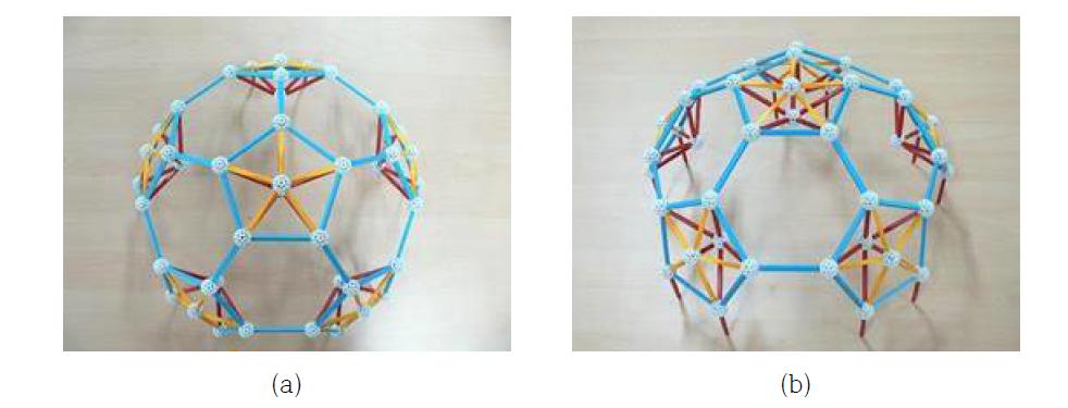 보강부재를 포함한 반-정이십면체(Hemi-Icosahedron) 지붕구조의 축소모형