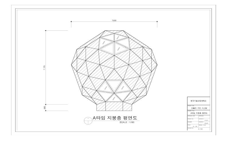 모듈러 돔 구조의 평면계획 – A타입 지붕층 평면도