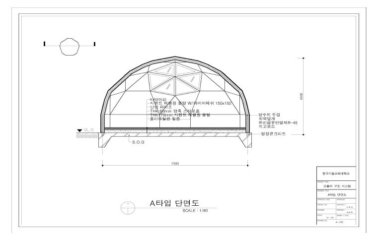 모듈러 돔 구조의 평면계획 – A타입 단면도