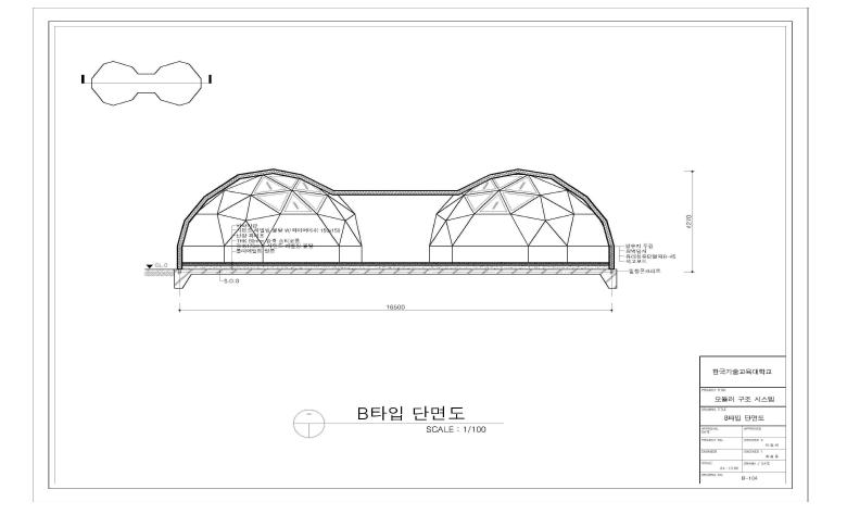 모듈러 돔 구조의 평면계획 – B타입 단면도