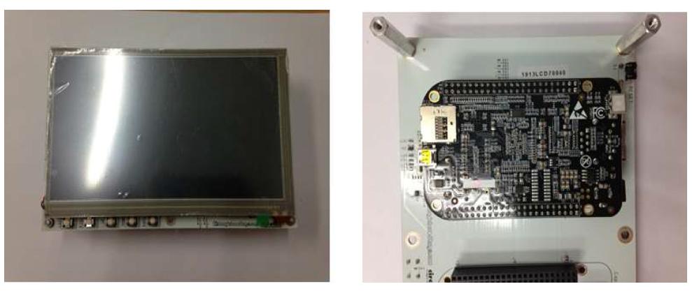 터치스크린 (좌) & 리눅스 기반 Beagle board (우)
