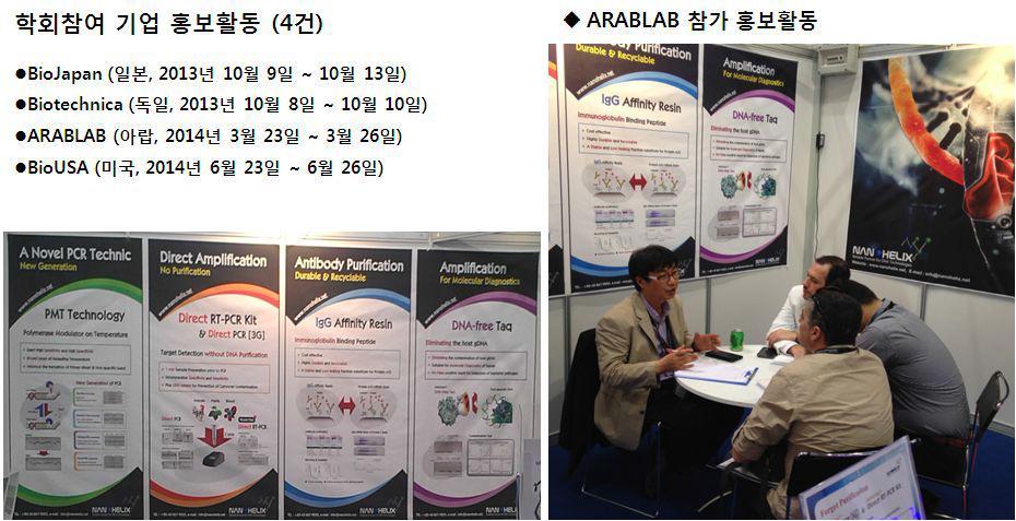 국제전시회 참가 및 관련기술 홍보. 2014 ARABLAP 홍보자료