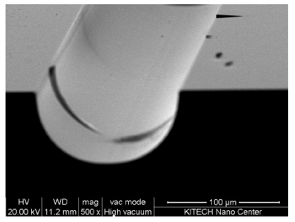 Fiber Array Wet Etch후 SEM 사진